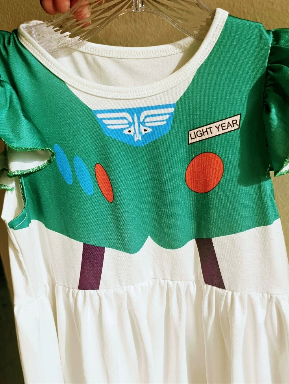 Sz 8 Toy Story Buzz Lightyear Green and White Kids Dress